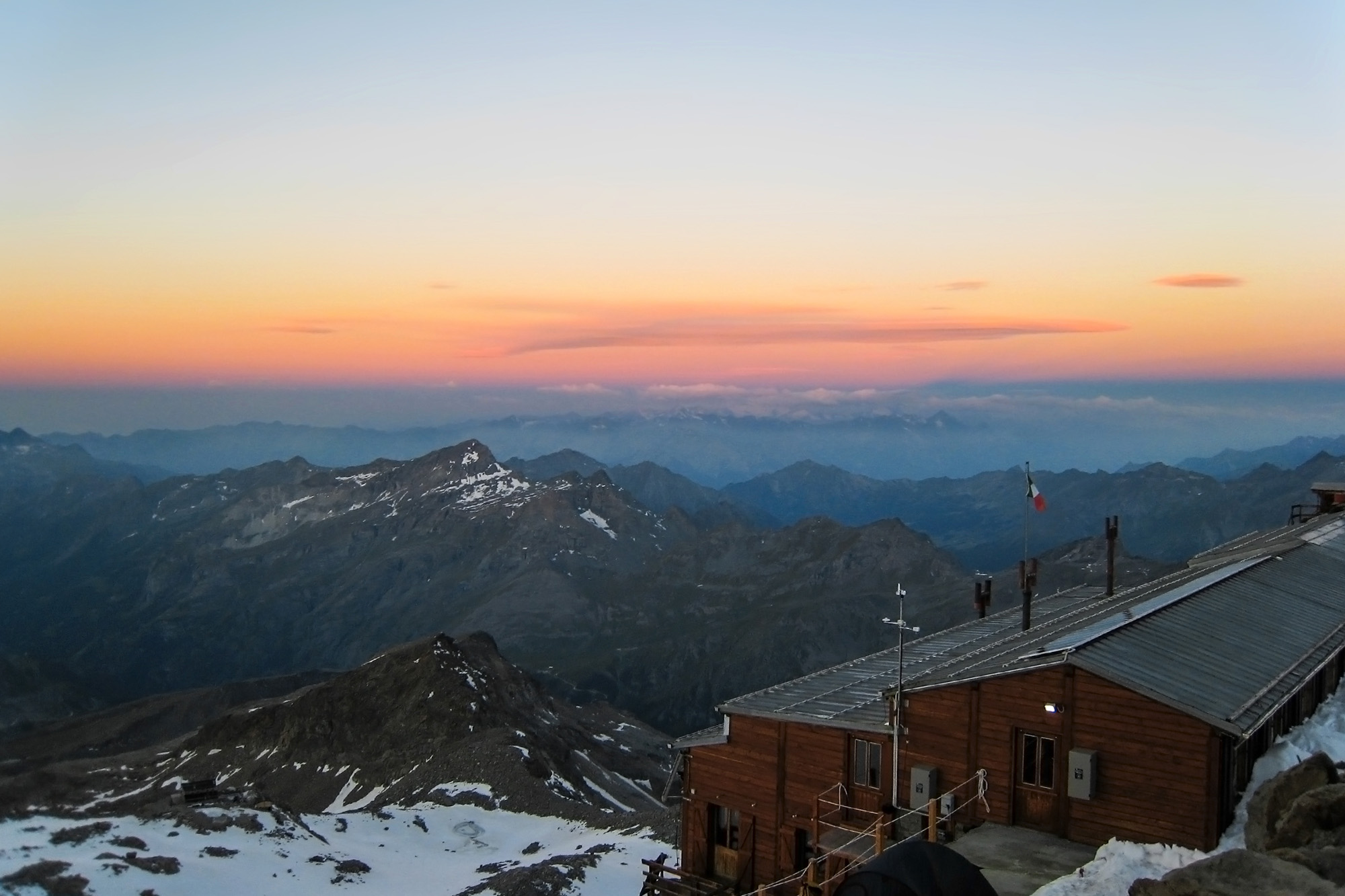 Sunset from the hut Signalkuppe