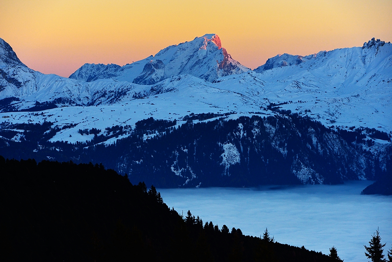 The Marmolada at sunset from the Rittner Horn