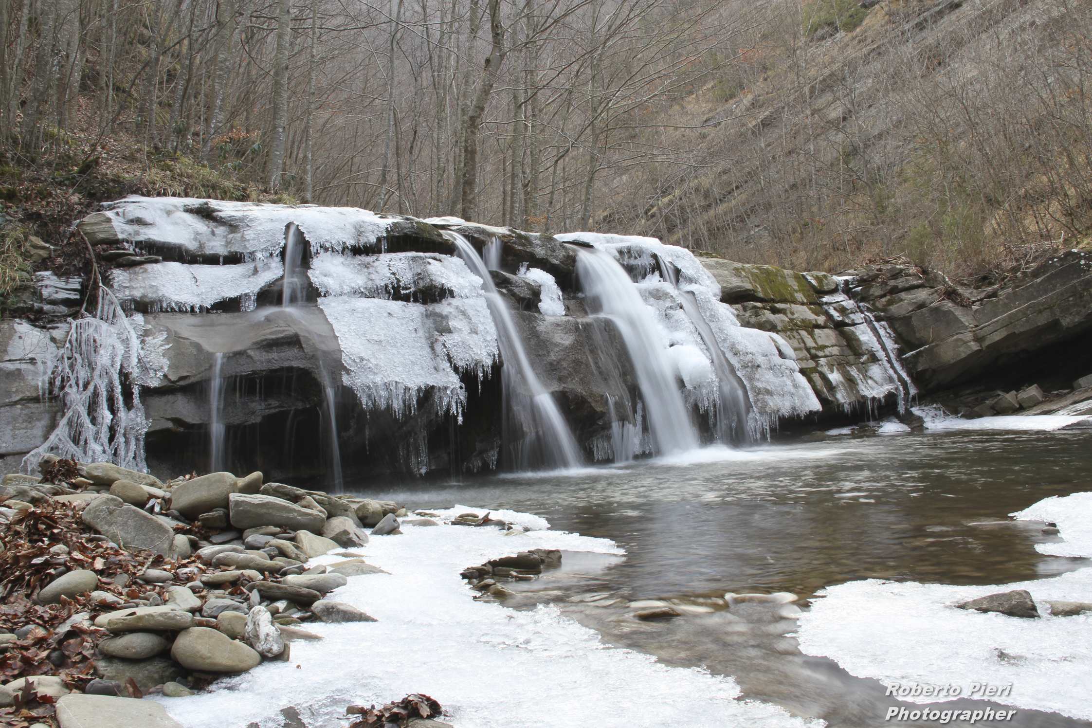 waterfall snow