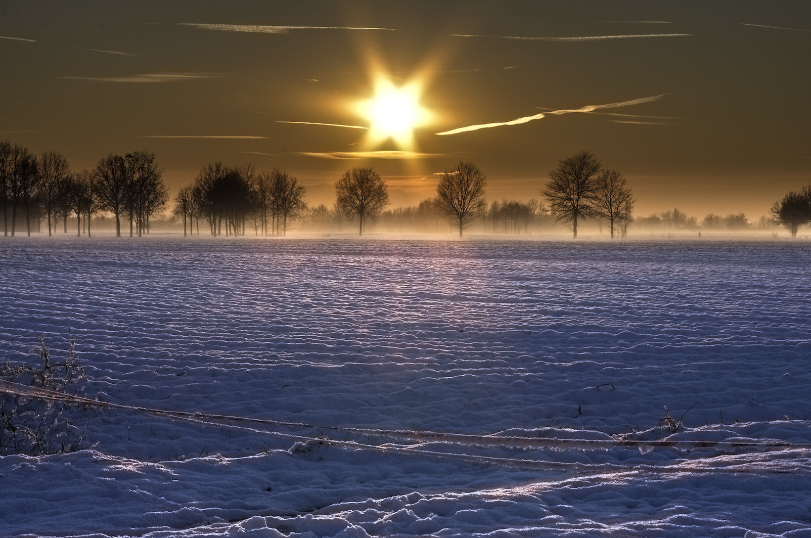 snowy sunrise