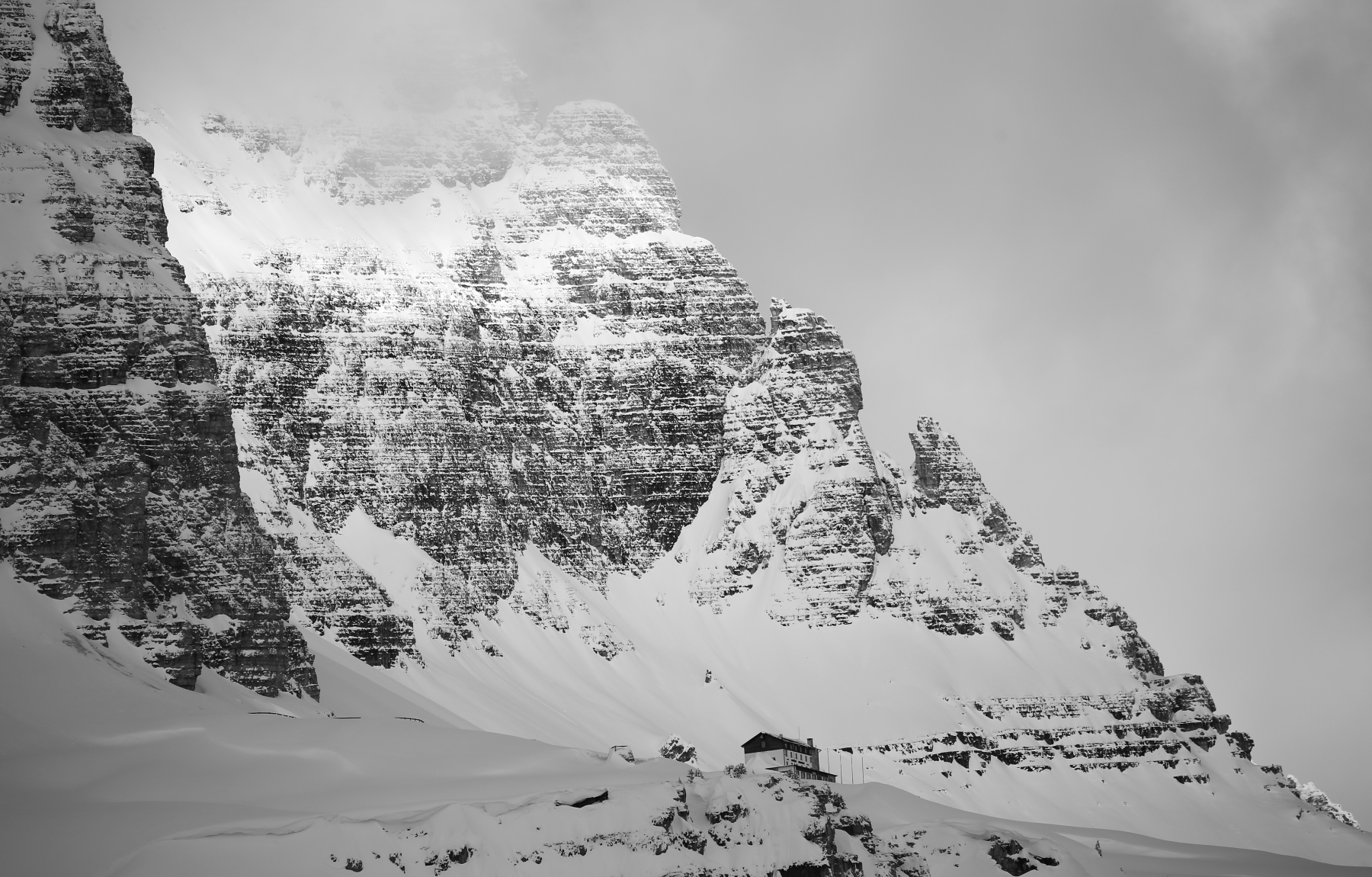 Winter at the shelter Auronzo