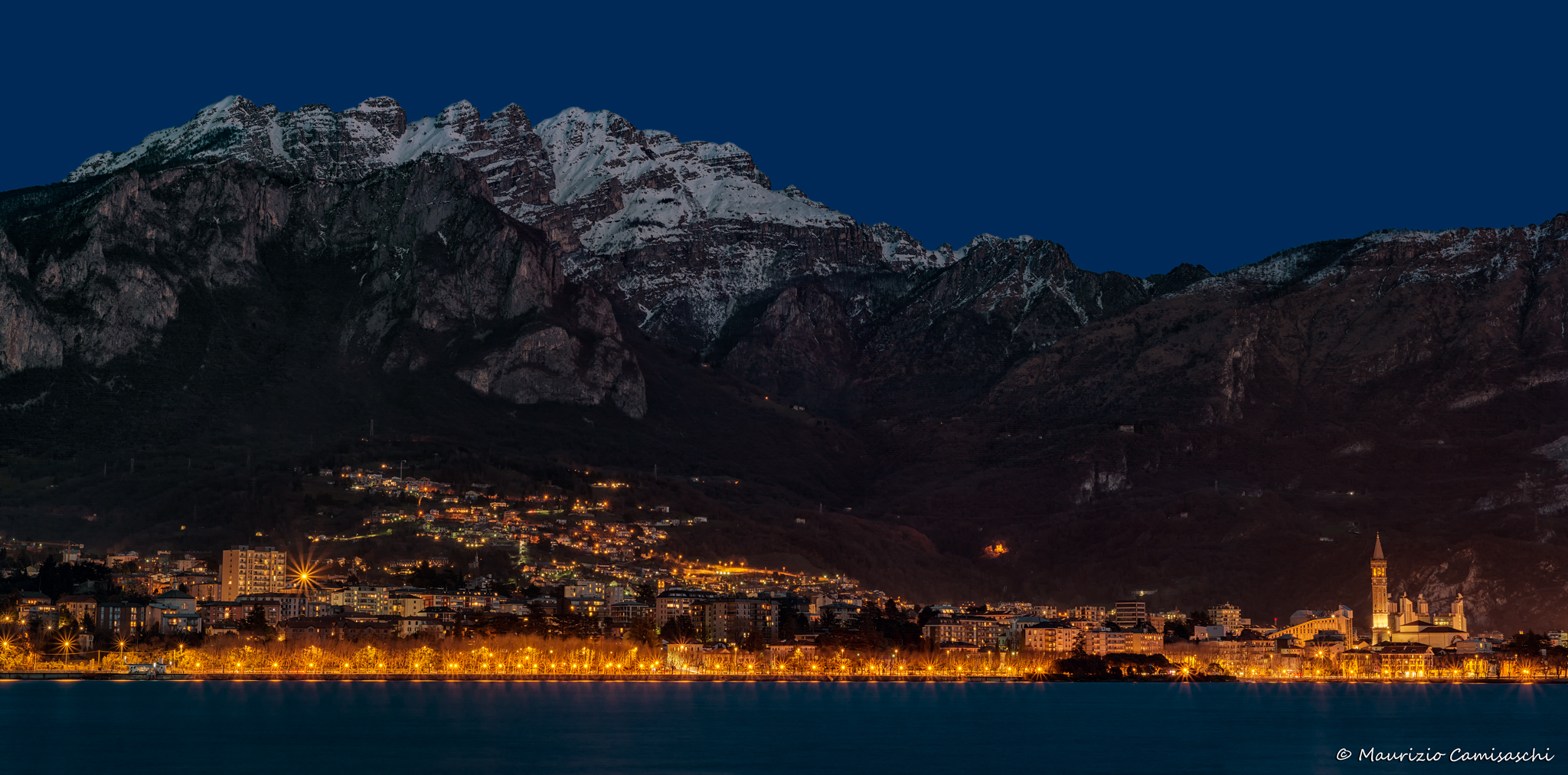Lecco and the jagged granite - Night