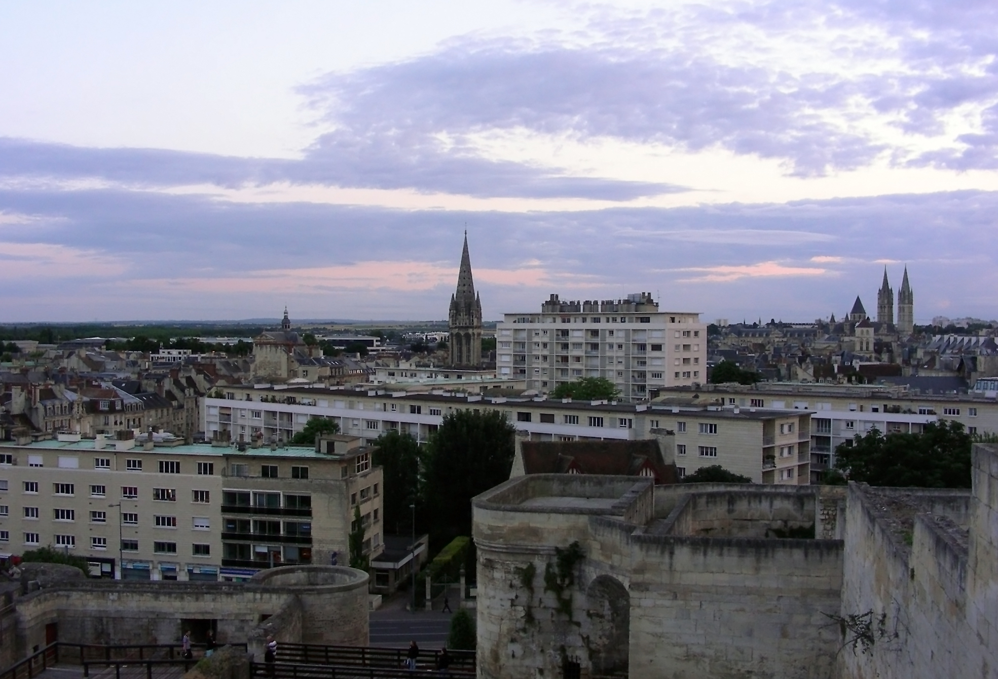 Caen view of the city from the castle at dusk
