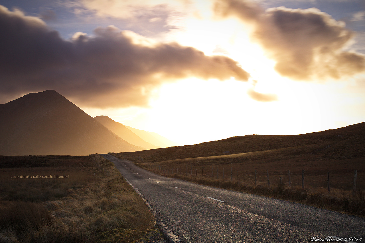 Golden light on Irish roads (Park Connemara