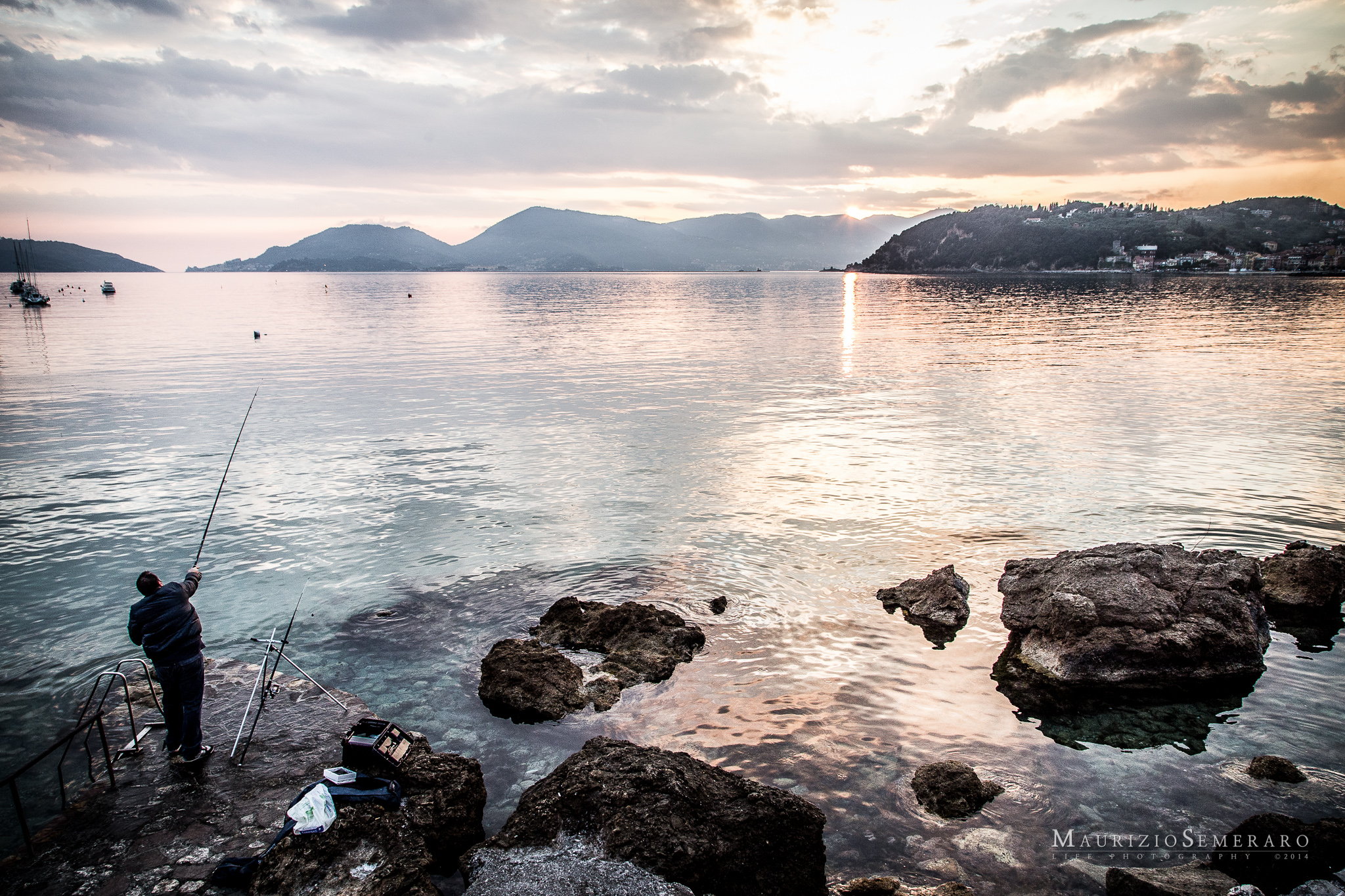 Fishing in the sunset
