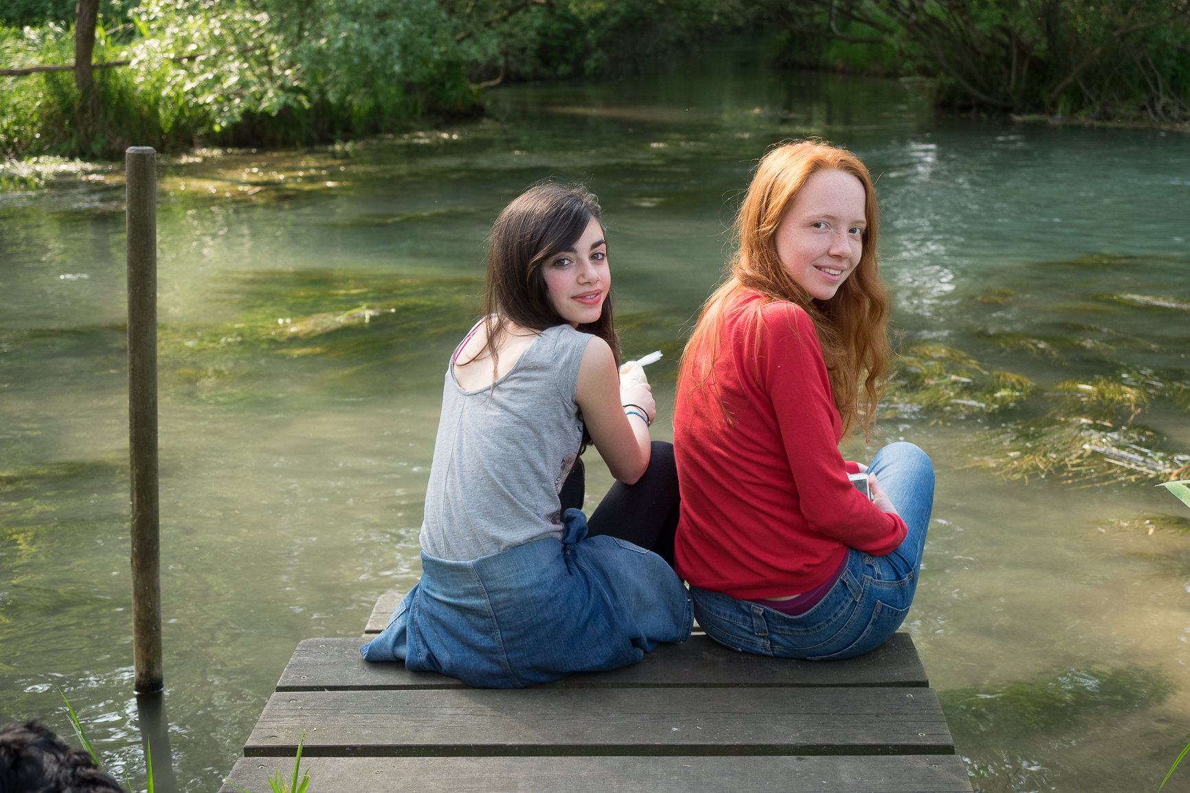 Virginia and Francesca on the pier