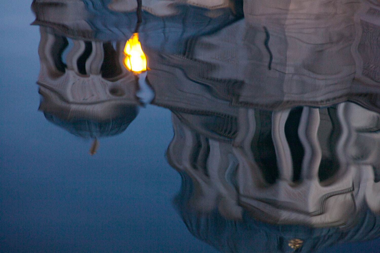 Chesa Serbian Orthodox reflected in the canal in Trieste