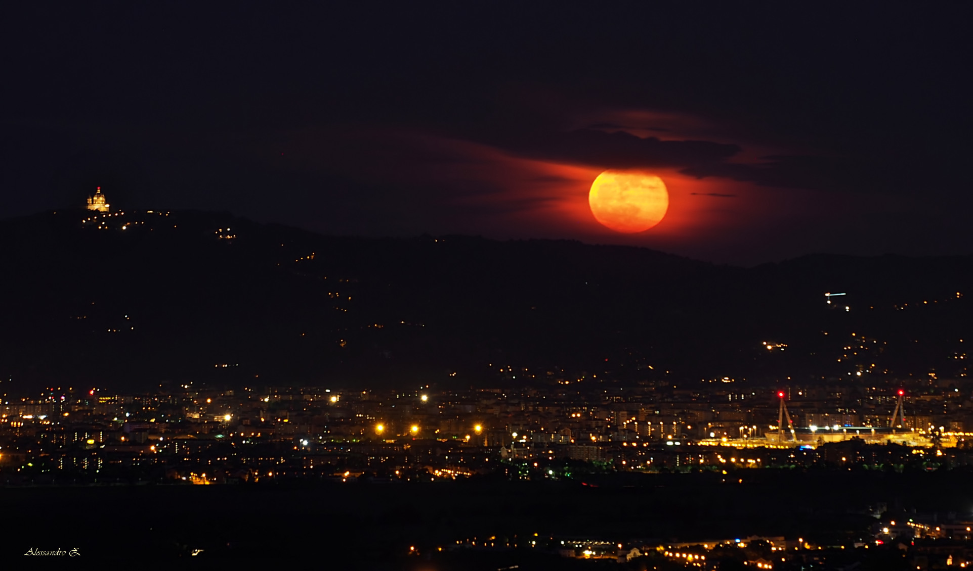 Red Moon over Turin
