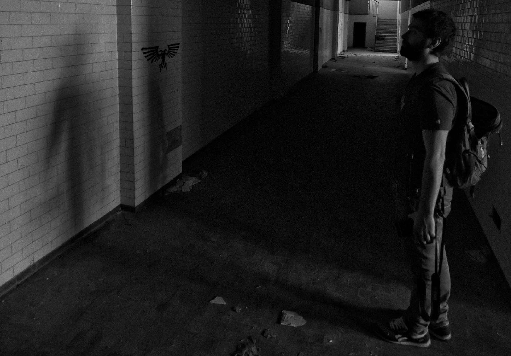 Afraid of his own shadow