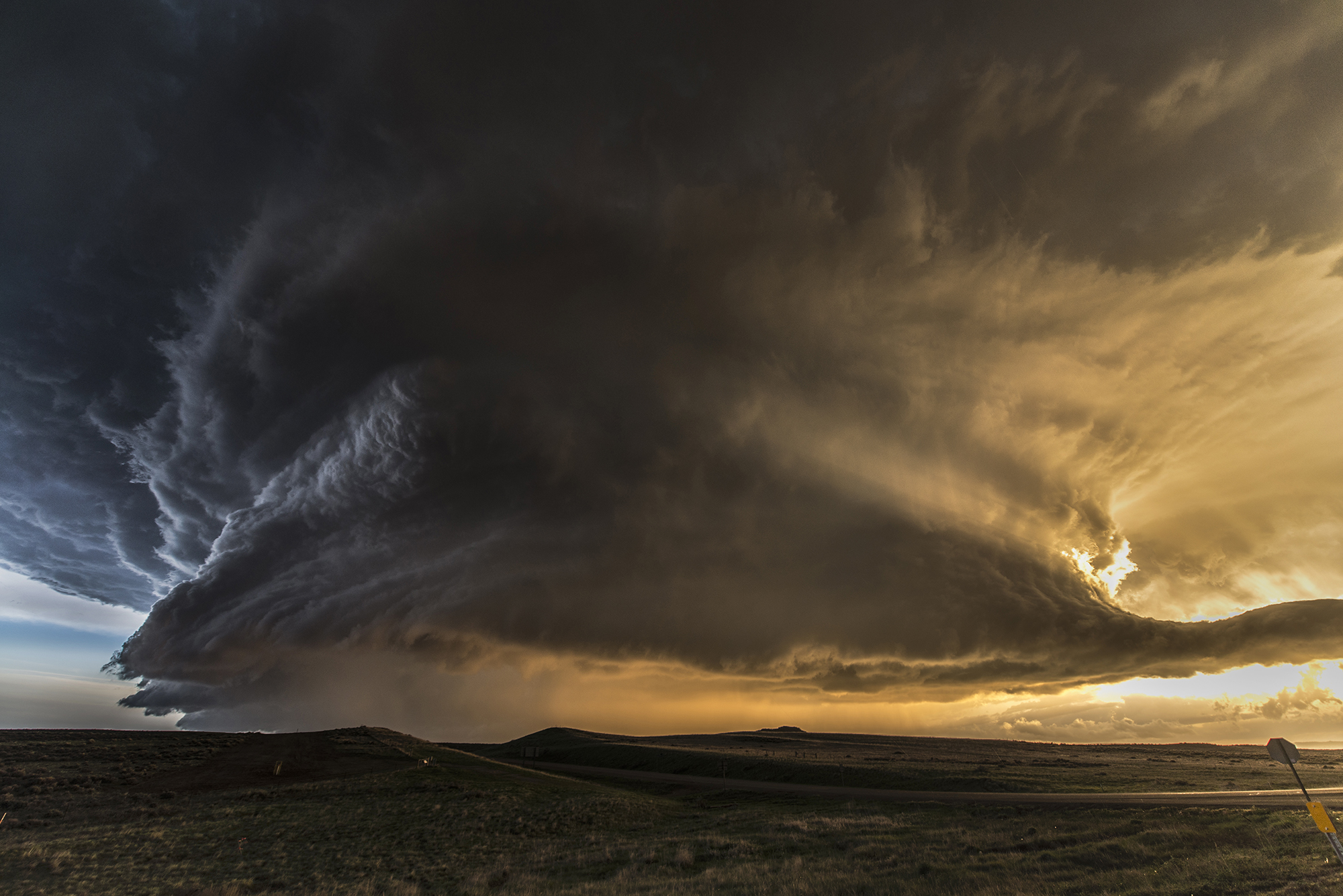 Supercell near Broadus Montana, during the sunset time