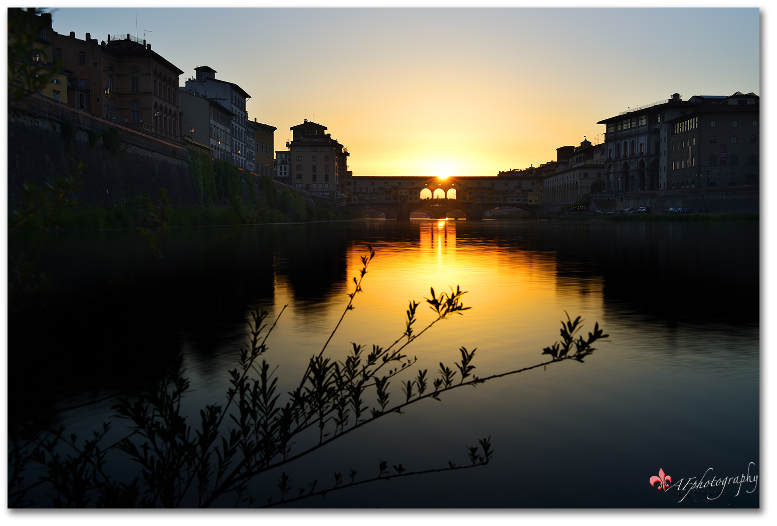 Florence Old Bridge at sunset .....