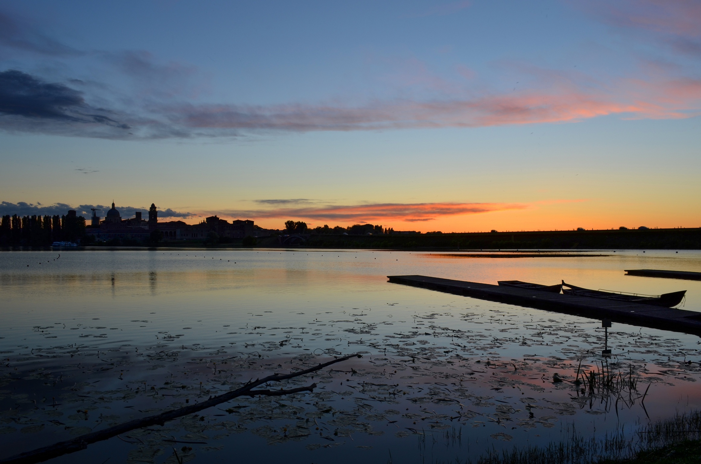 Sunset at the camp canoes