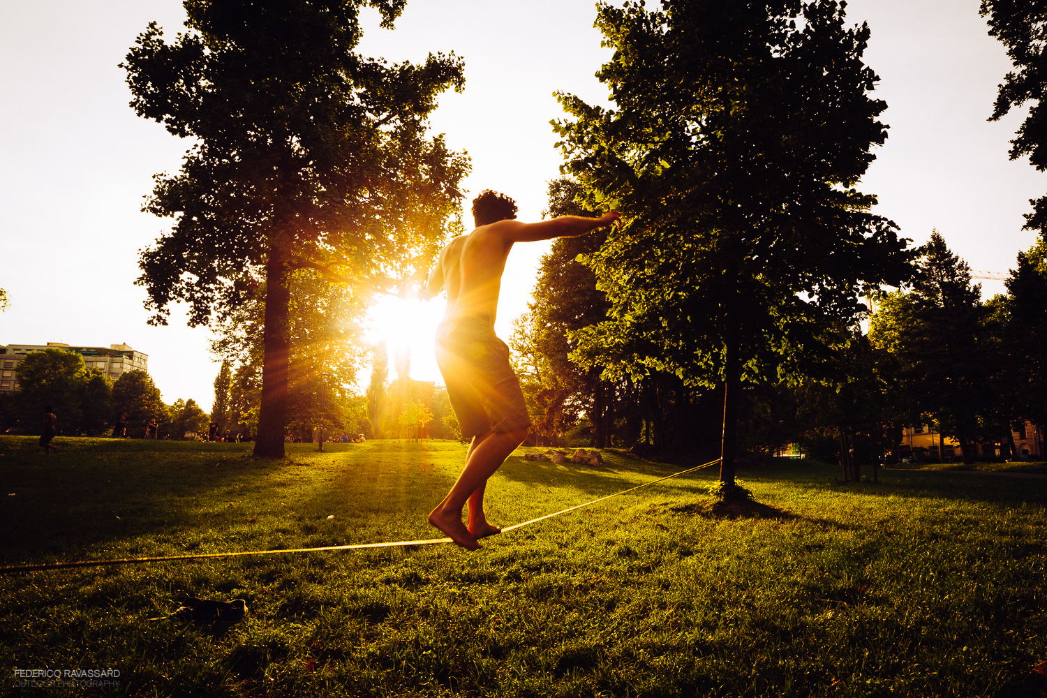 Slackline al tramonto