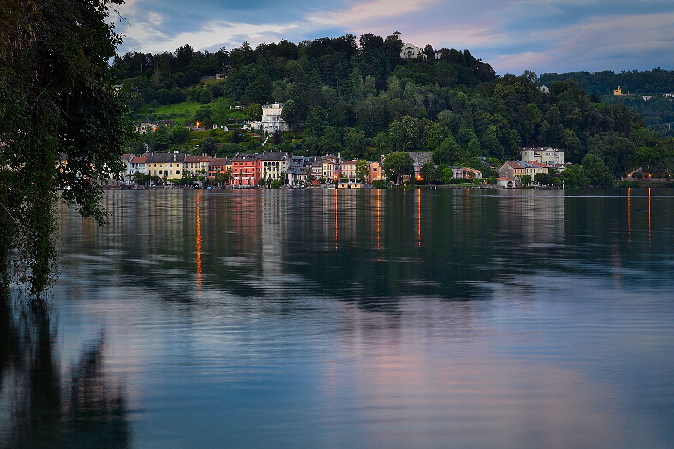 Landscape at sunset, Orta lake