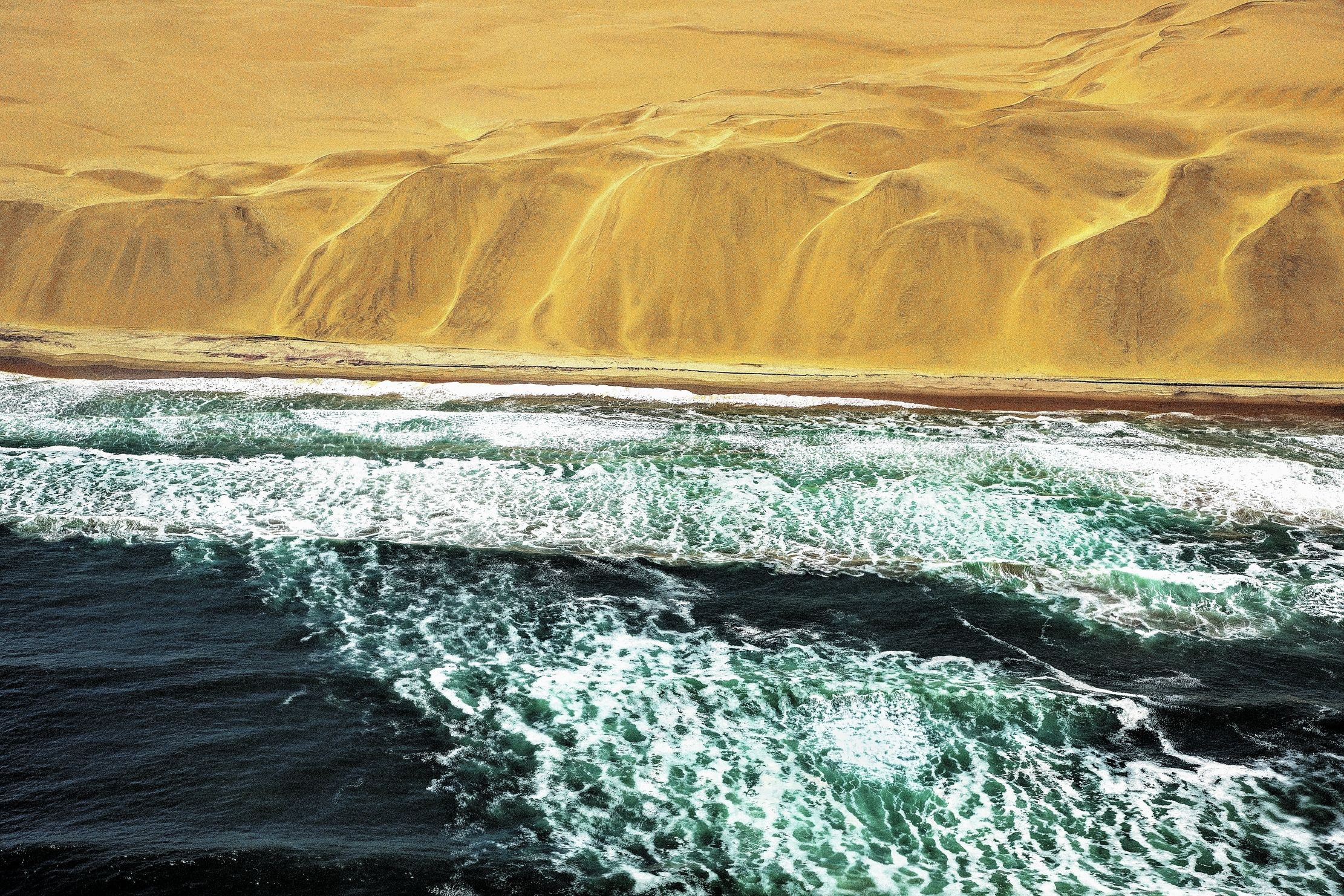 Skeleton Coast - Veduta aerea dune su Oceano Atlantico